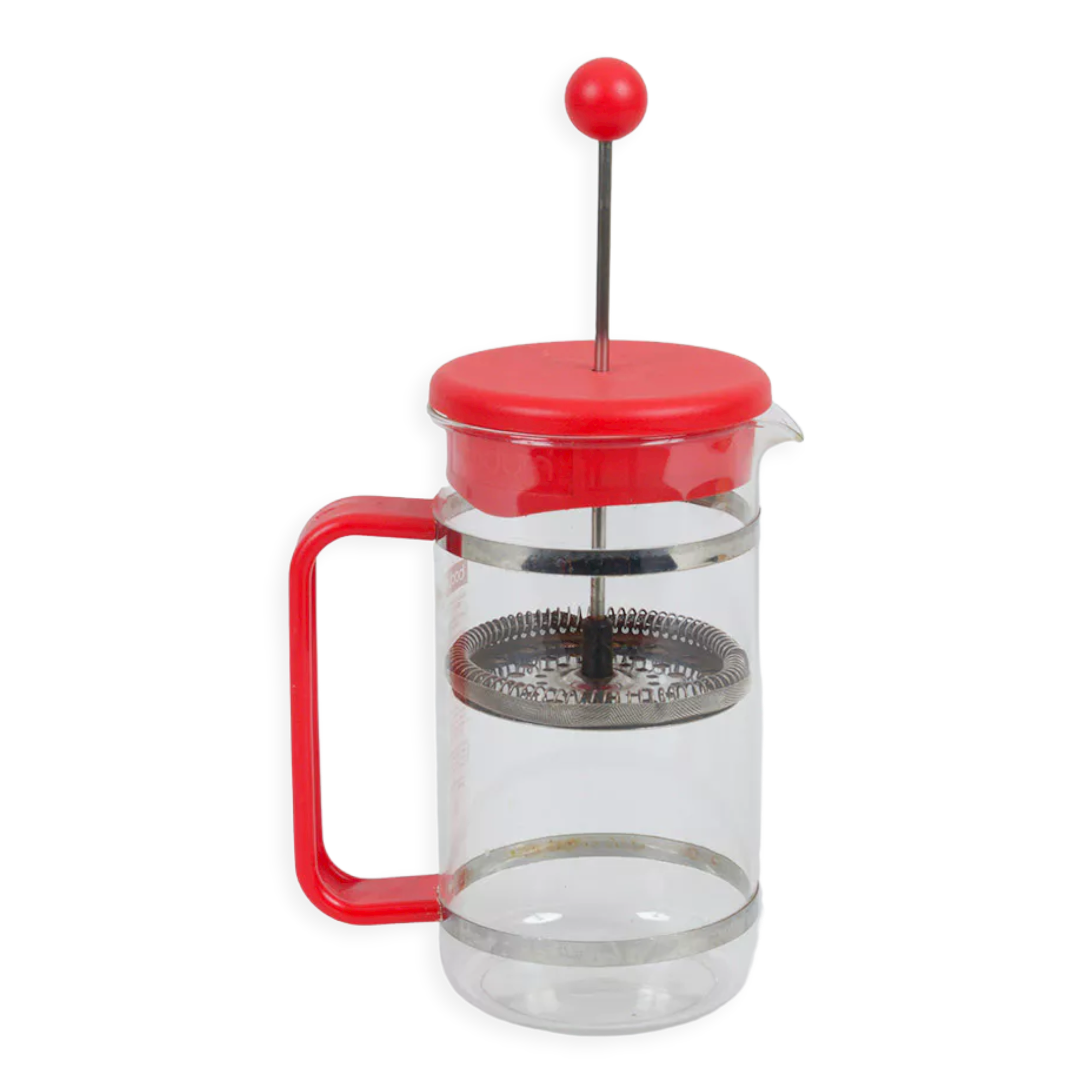 Red Bodum coffee maker