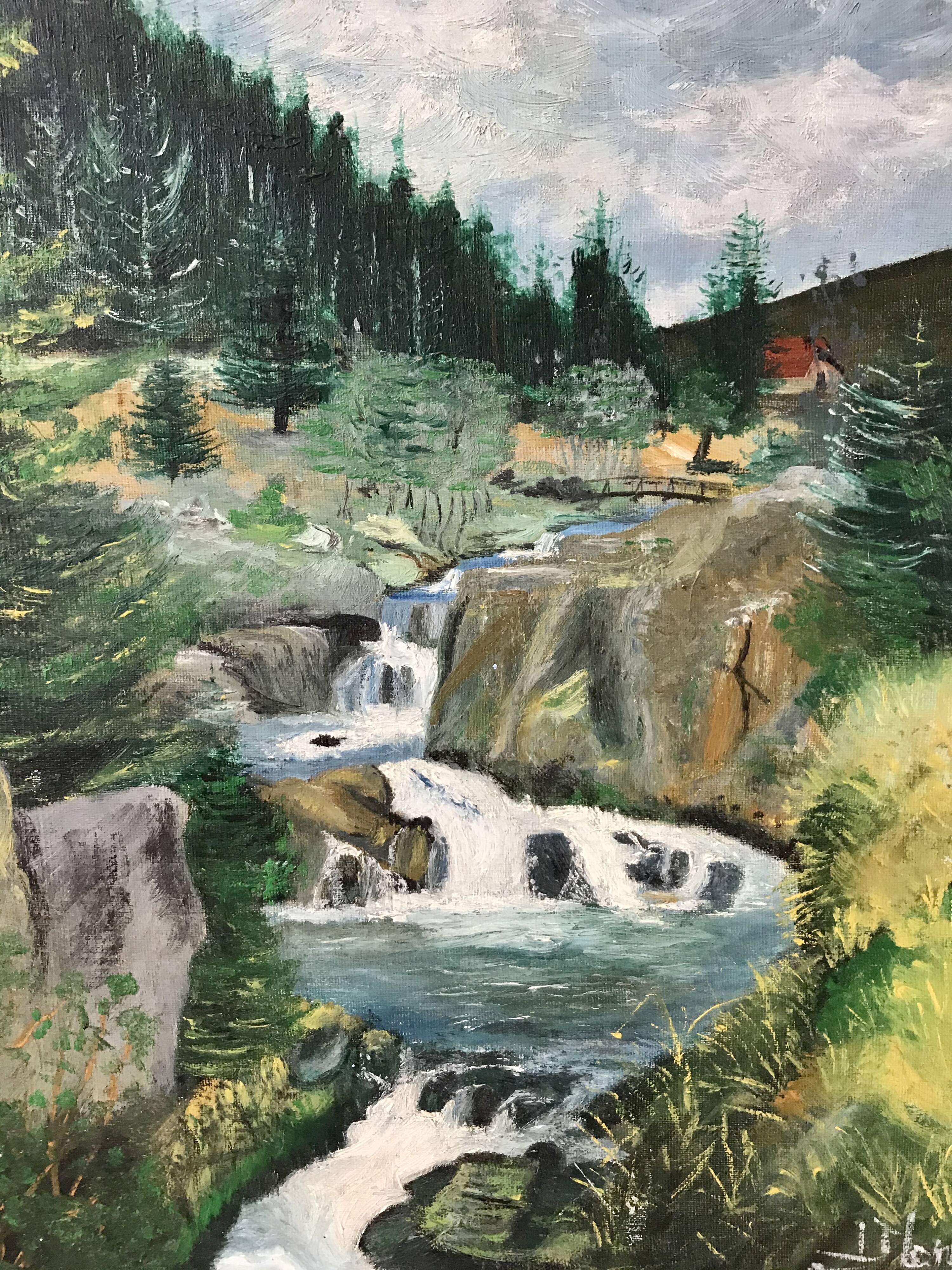 Old waterfall table signed