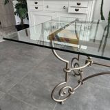 Roche Bobois glass and steel dining table and 6 chairs