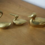 Set of 2 ducks and 1 brass swan
