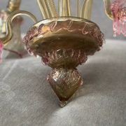 Murano glass chandelier Venetian flowers, circa 1950/1970 pink yellow