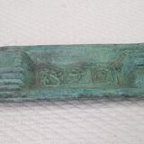 Ancien rare cendrier en bronze - belle patine verte - signé objet rare unique