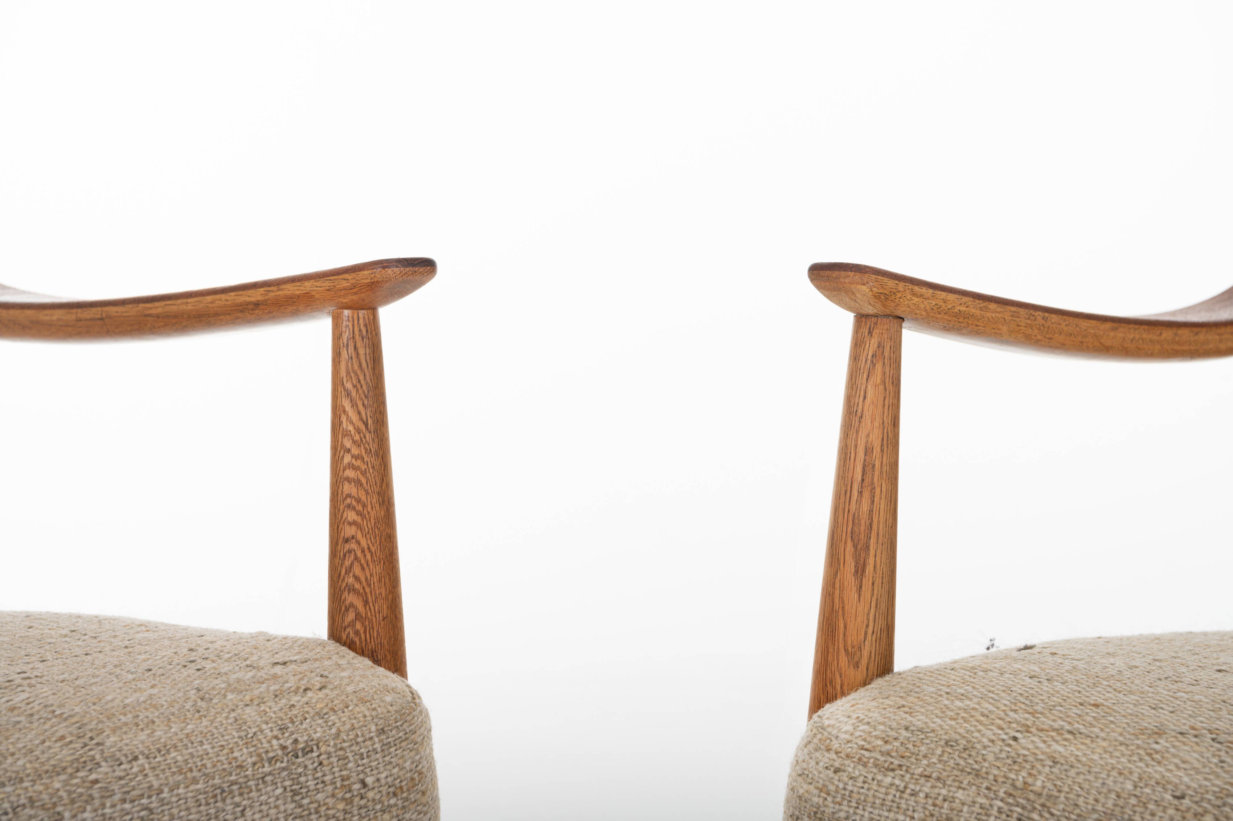 Fd144 Easy Chairs in Oak and Teak by Peter Hvidt & Orla Mølgaard-Nielsen for France & Daverkosen