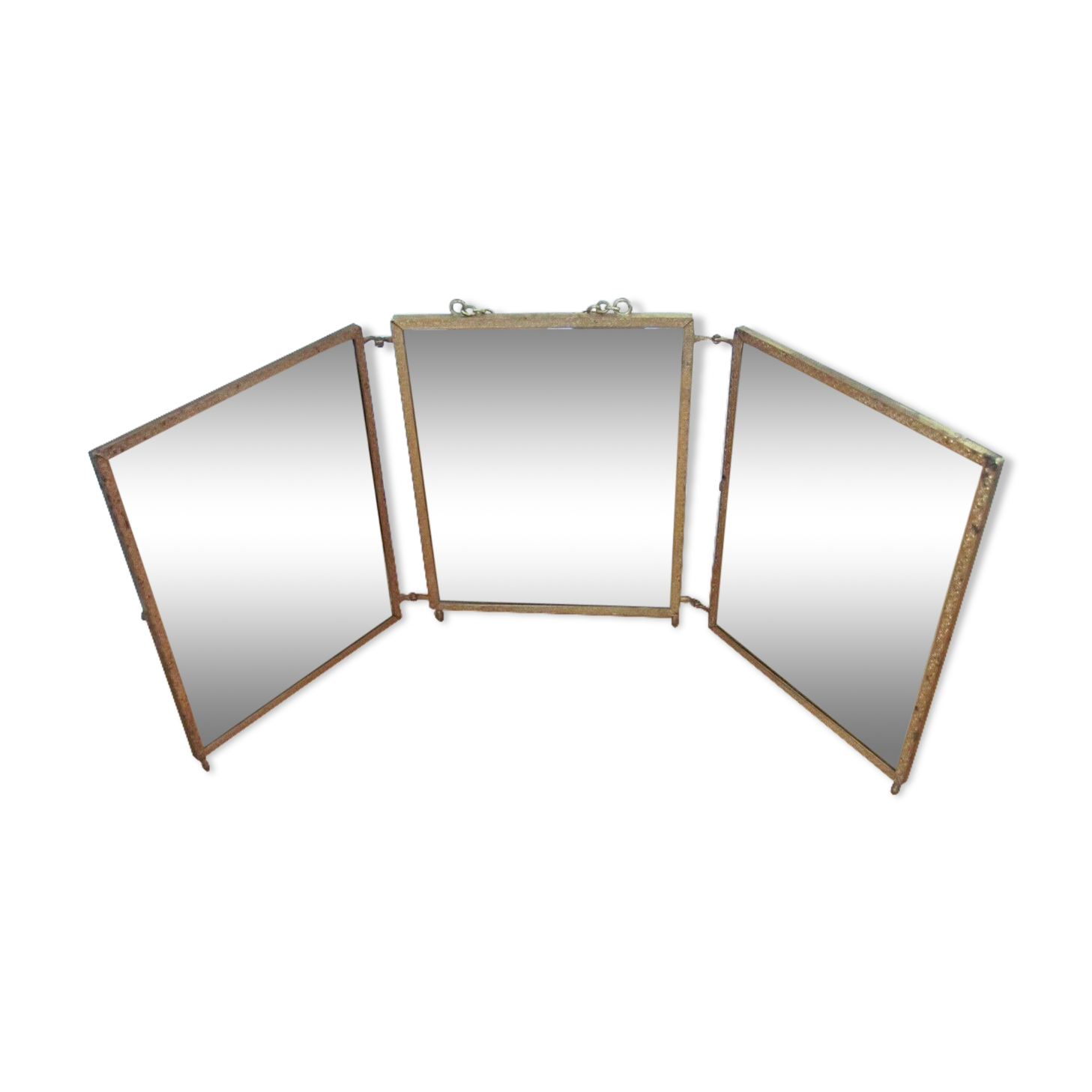 Triptych mirror - early 20th - golden frame - 71x29cm