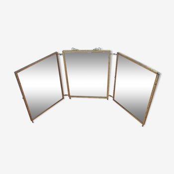 Miroir triptyque - début XXème - cadre doré - 71x29cm