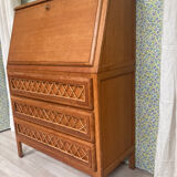 Vintage secretary in wood and rattan