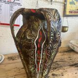 52cm Large vase with handle Signed Santi