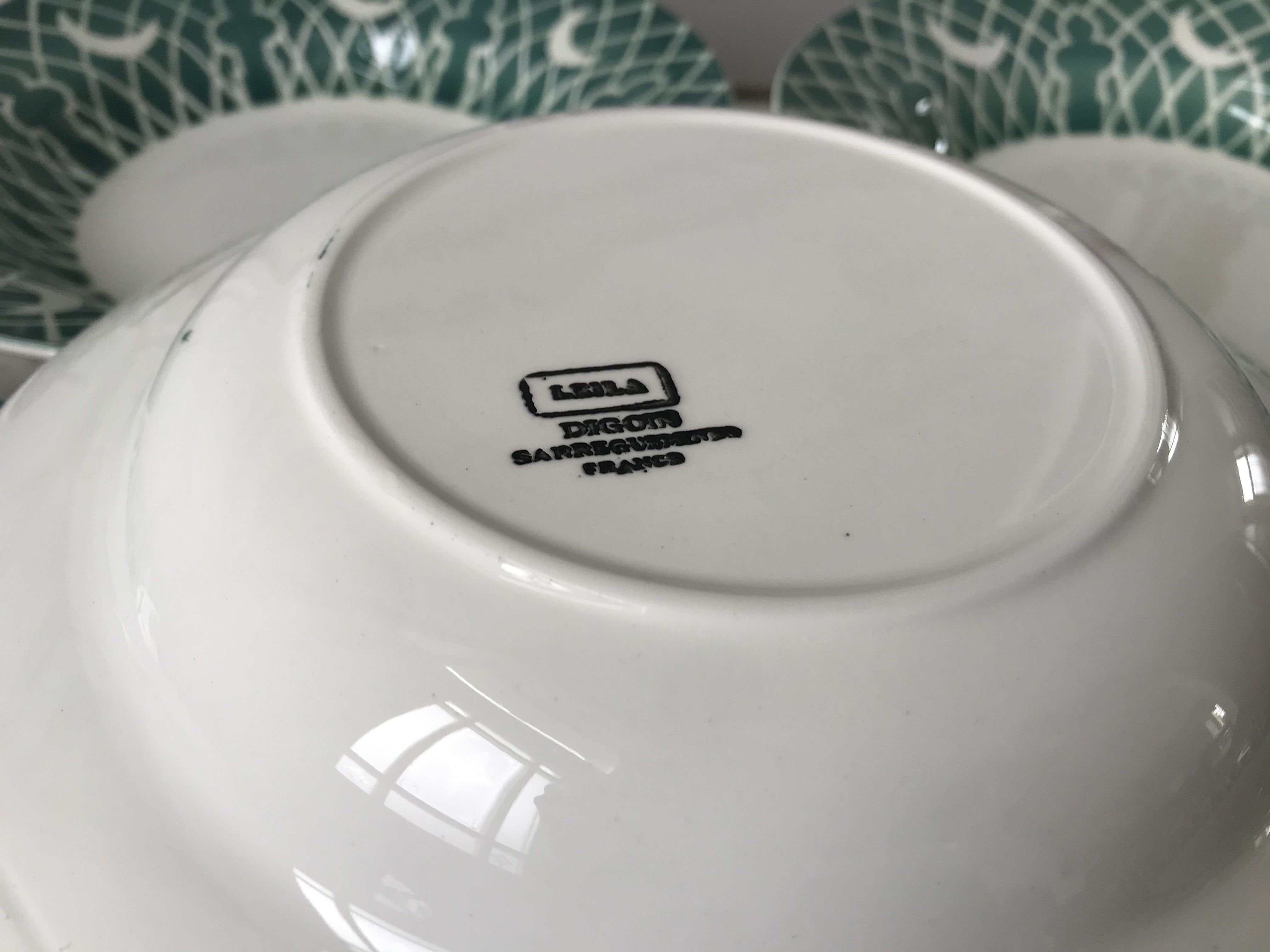 Lot of 6 hollow plates digoin sarreguemines model "leïla" years 30-40