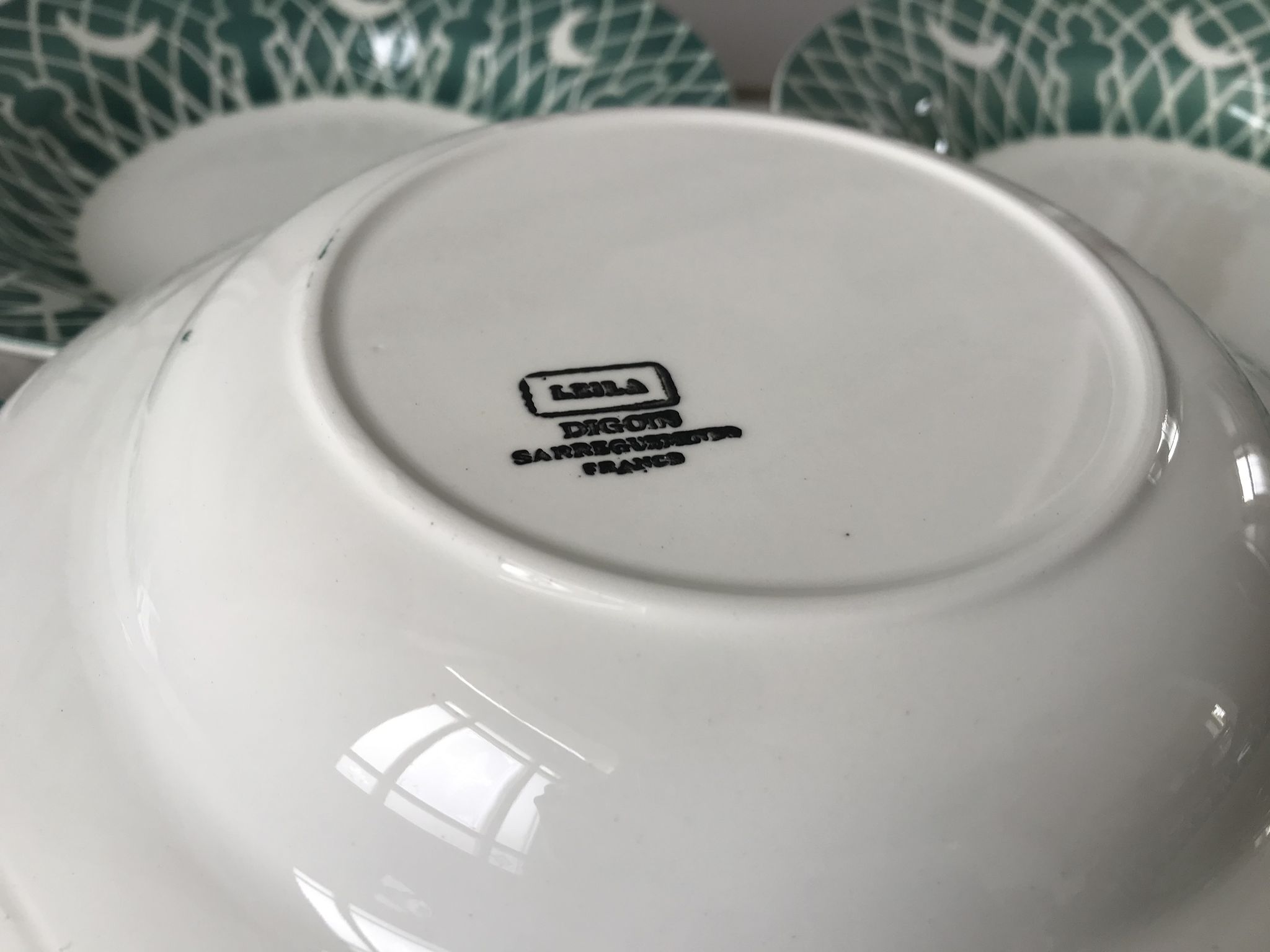 Lot of 6 hollow plates digoin sarreguemines model "leïla" years 30-40