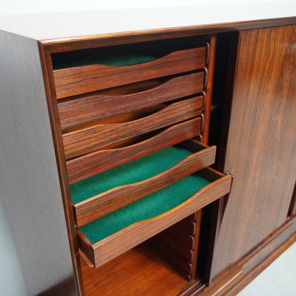 Gunni Omann 'model 13' highboard in rosewood, Denmark 1960s