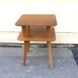 Small wooden side table, 2 trays, 1960