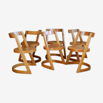 Set de 6 chaises cantilever Baumann Halfa années 70