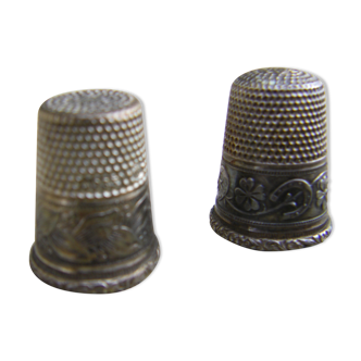 Pair of silver thimbles