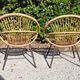 Pairs of rattan armchairs base metal year 60 vintage