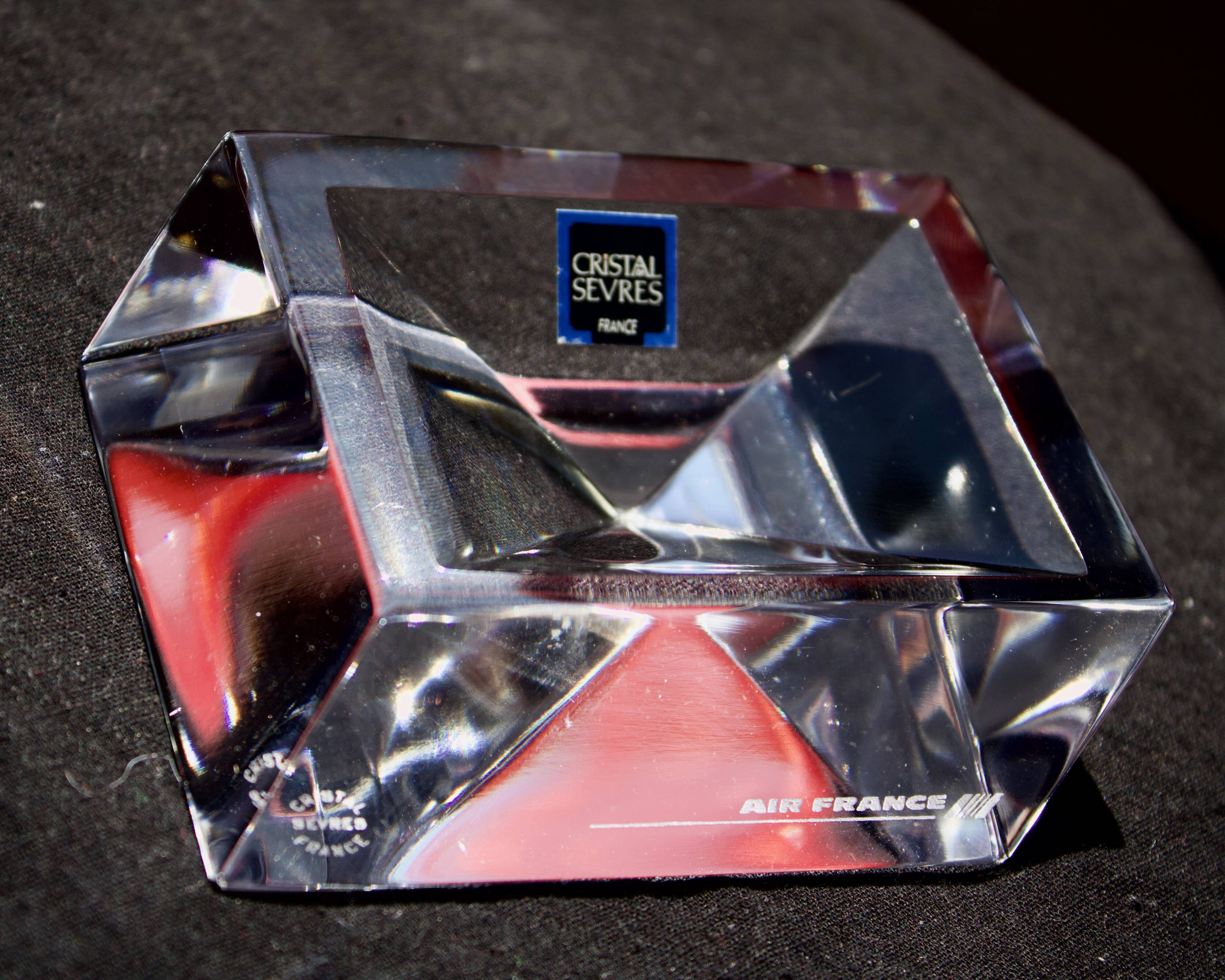 Ancient sevre crystal ashtray Air France 1970