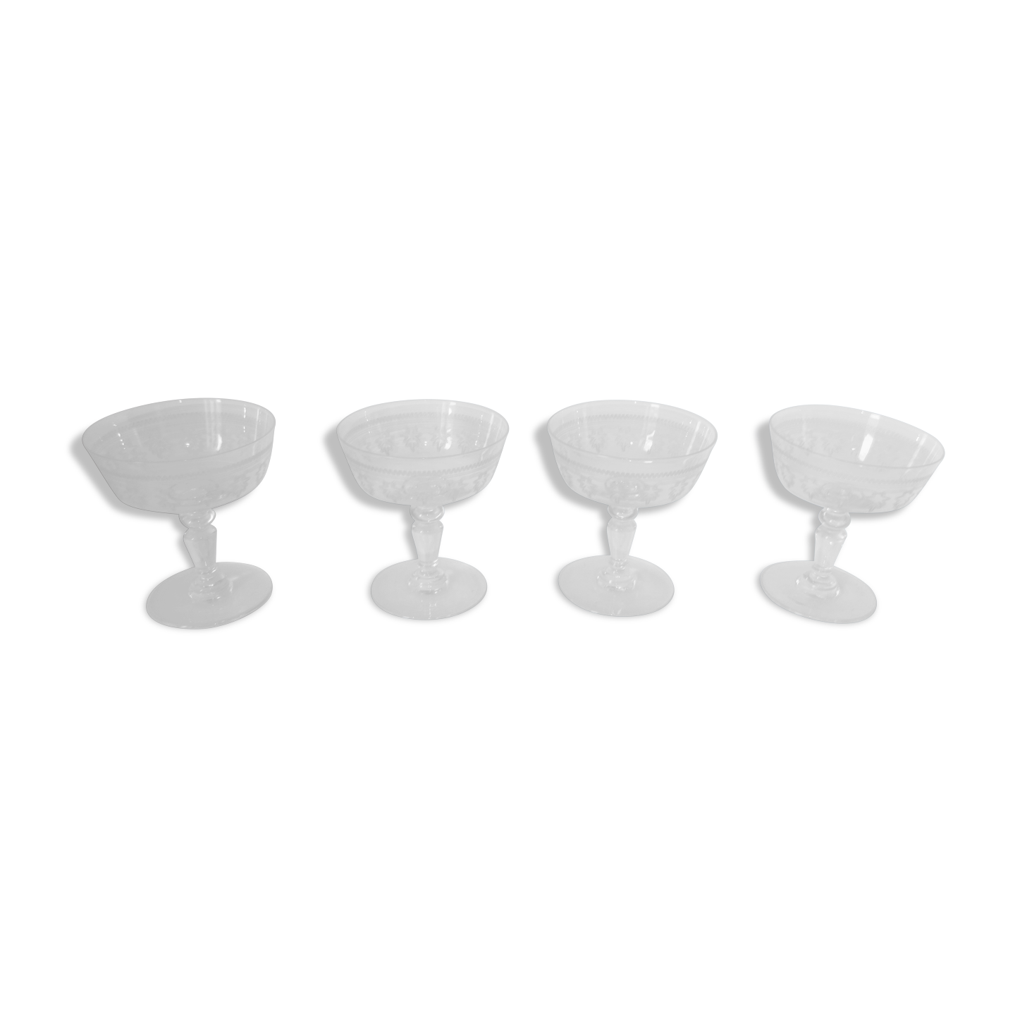 4 old champagne glasses