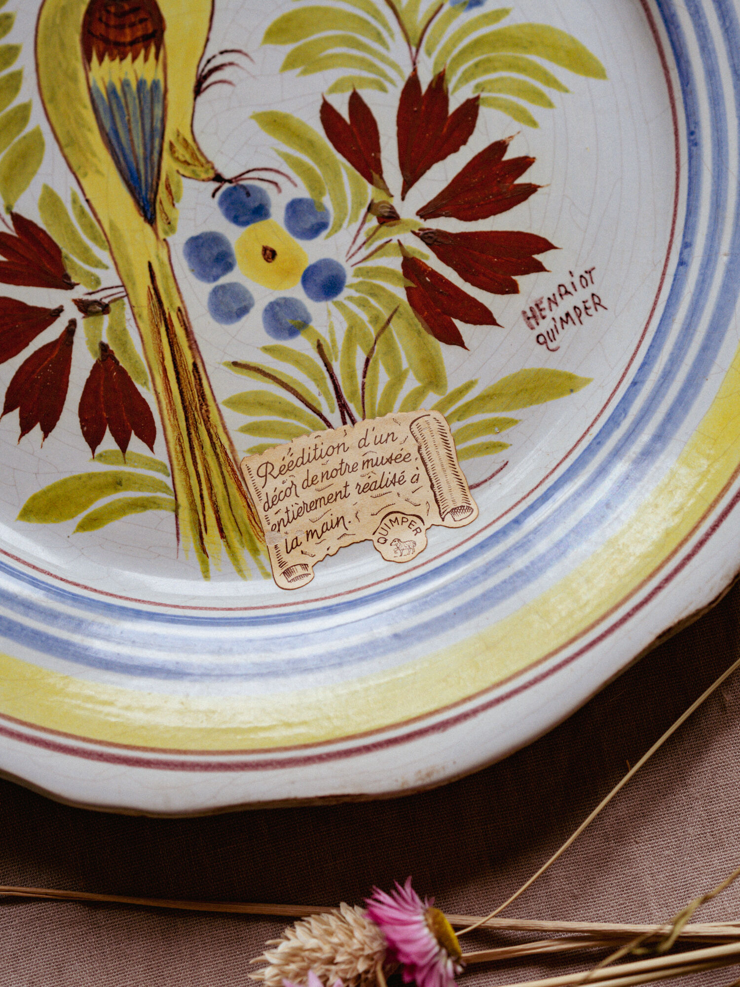 Bird plate Henriot Quimper