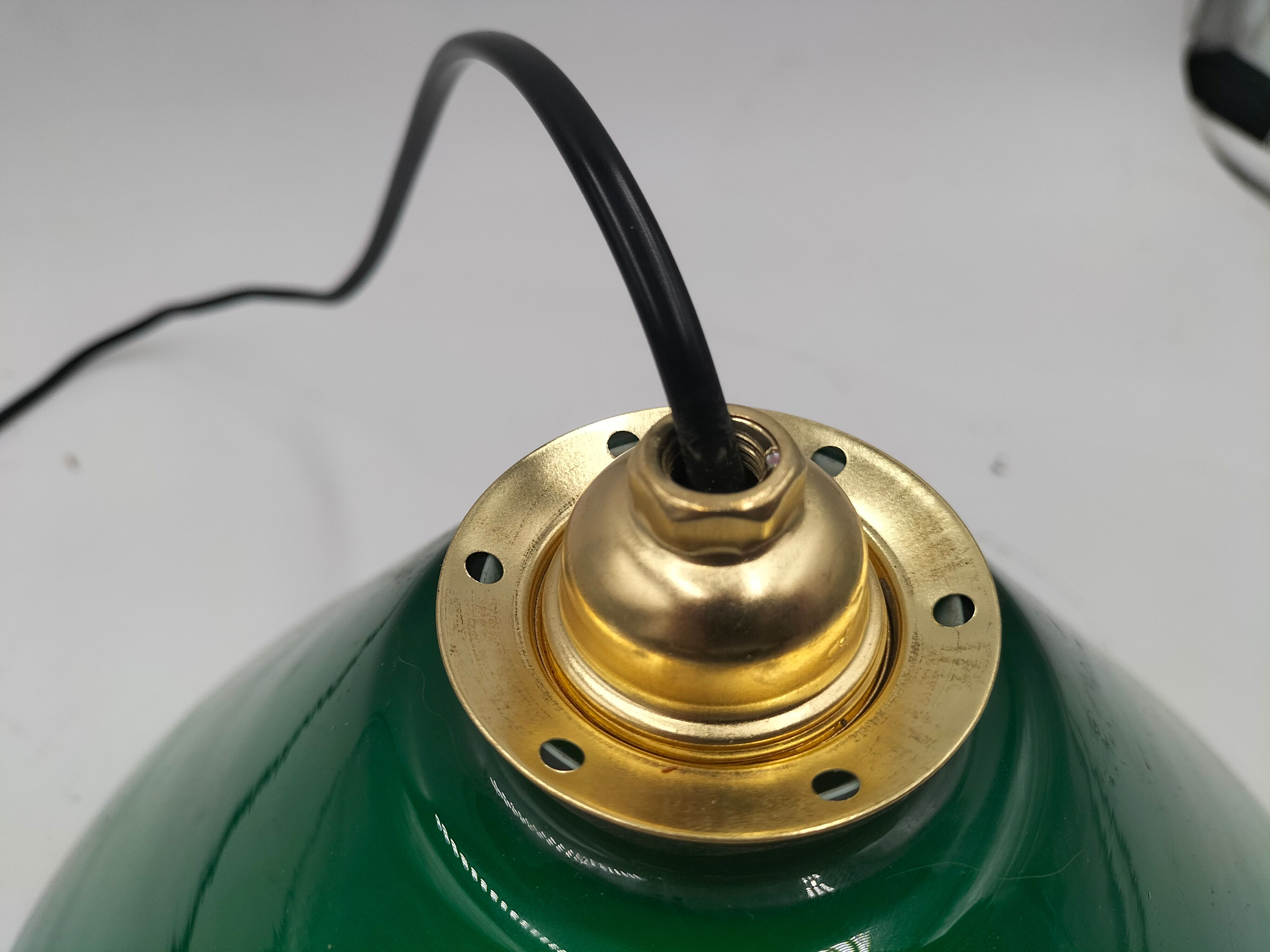 Pendant light green opaline cone