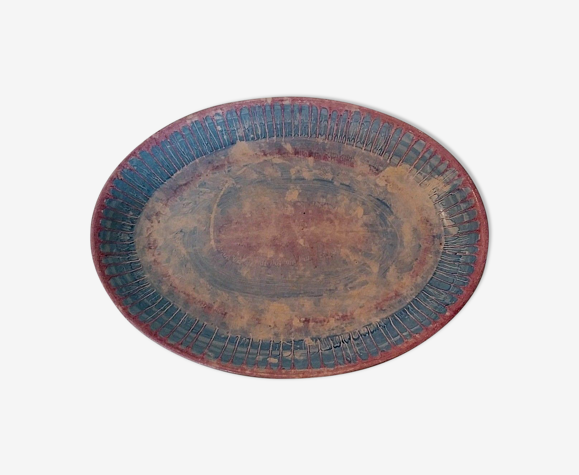 Plat ovale vintage faïence Industria Argentina Haretord signé