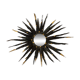 Large brutalist sun mirror in patinated metal with gold accents, 1970.