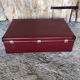Old suitcase red cardboard bordeaux clasp metal vintage