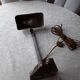 Desk lamp, Art Deco style, in chromed metal and marble foot