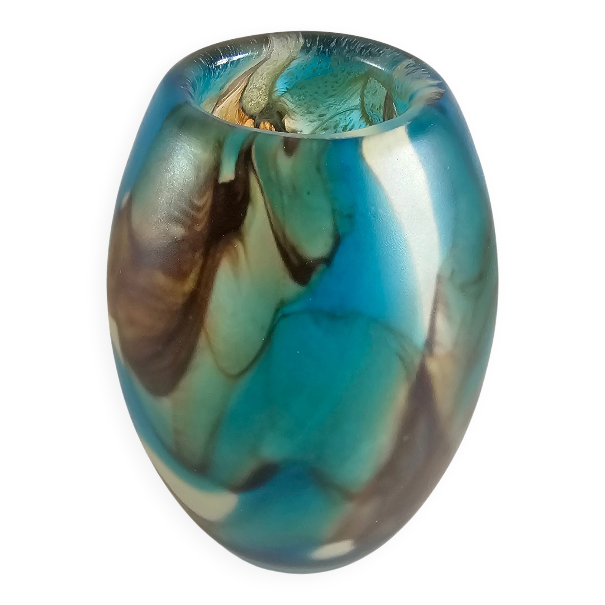 Ovoid vase in multicoloured blown glass signed Mdina - Circa 1960