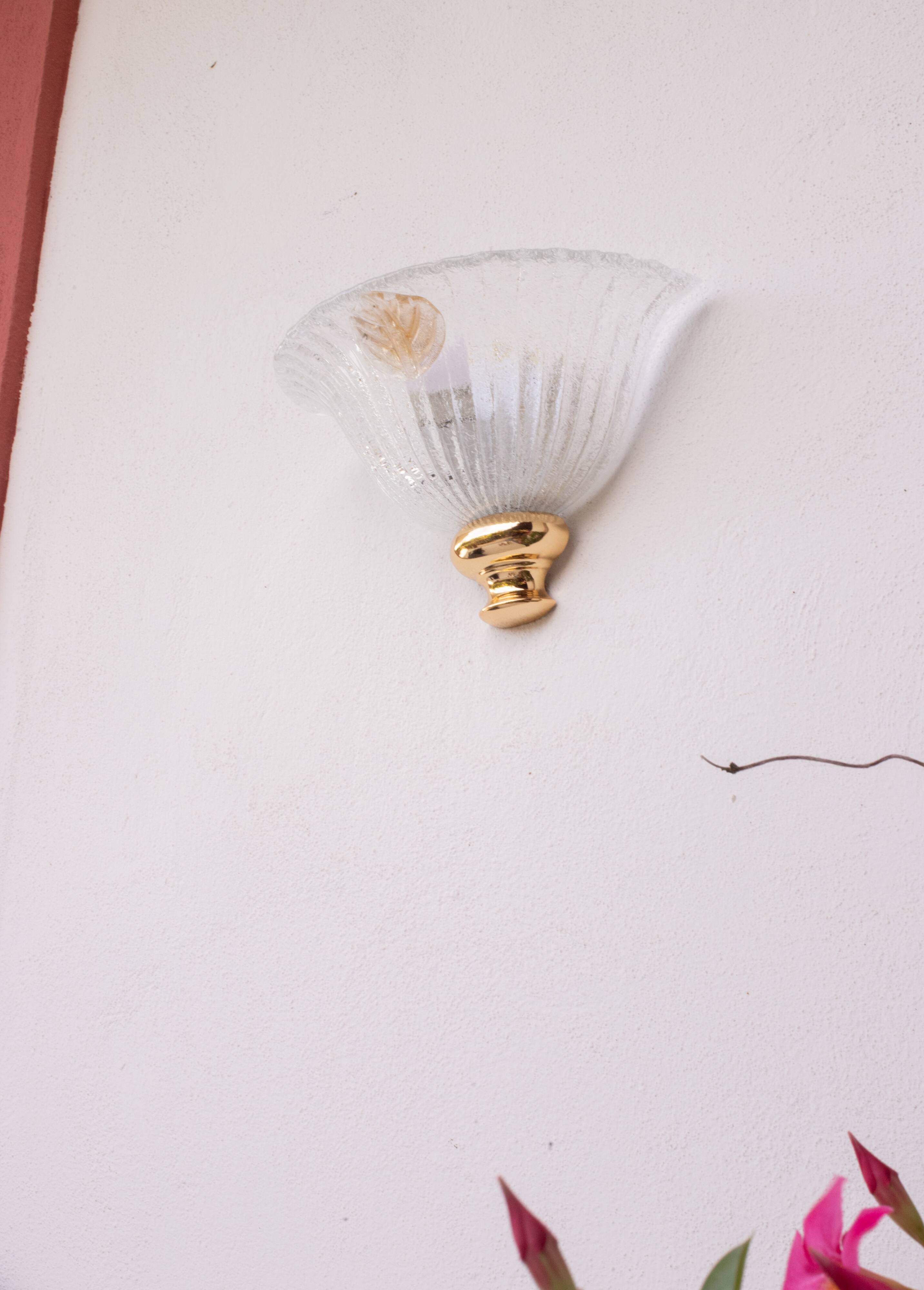 Murano Gold and Trasparent Wall Light, 1970