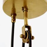 White Ceramic and Brass Adjustable Pendant Lamp, Italy