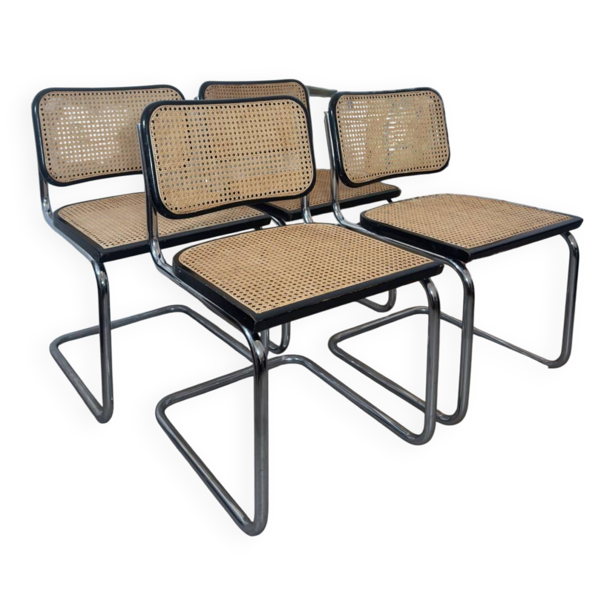 Four Marcel Breuer Cesca chairs Made in Italy