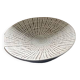 Glazed stoneware soup plate – textured radial decoration – wabi sabi style