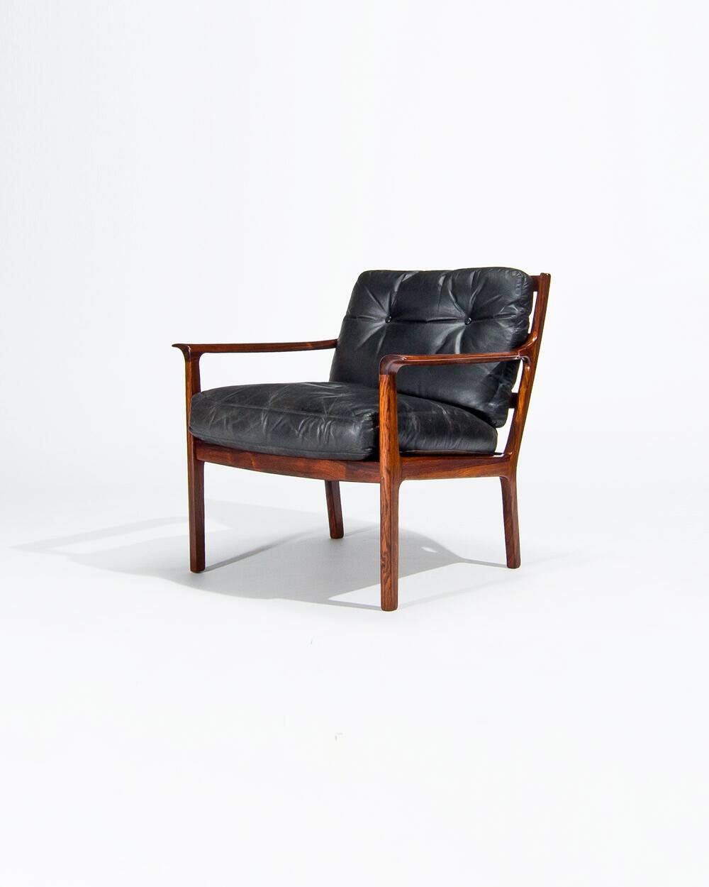 Mid Century Rosewood Armchairs in Leather, Danish Design 1950s