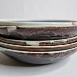 Ensemble de cinq  assiettes creuses anciennes en céramique émaillée, XIXème siècle, 23 cm