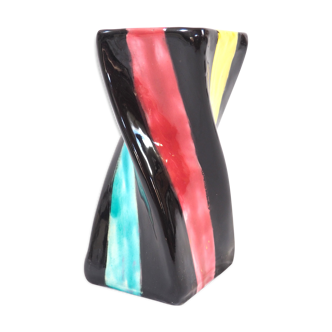 Vase céramique bandes couleurs