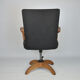 Antique black leather and oak desk chair 1900s, Sweden