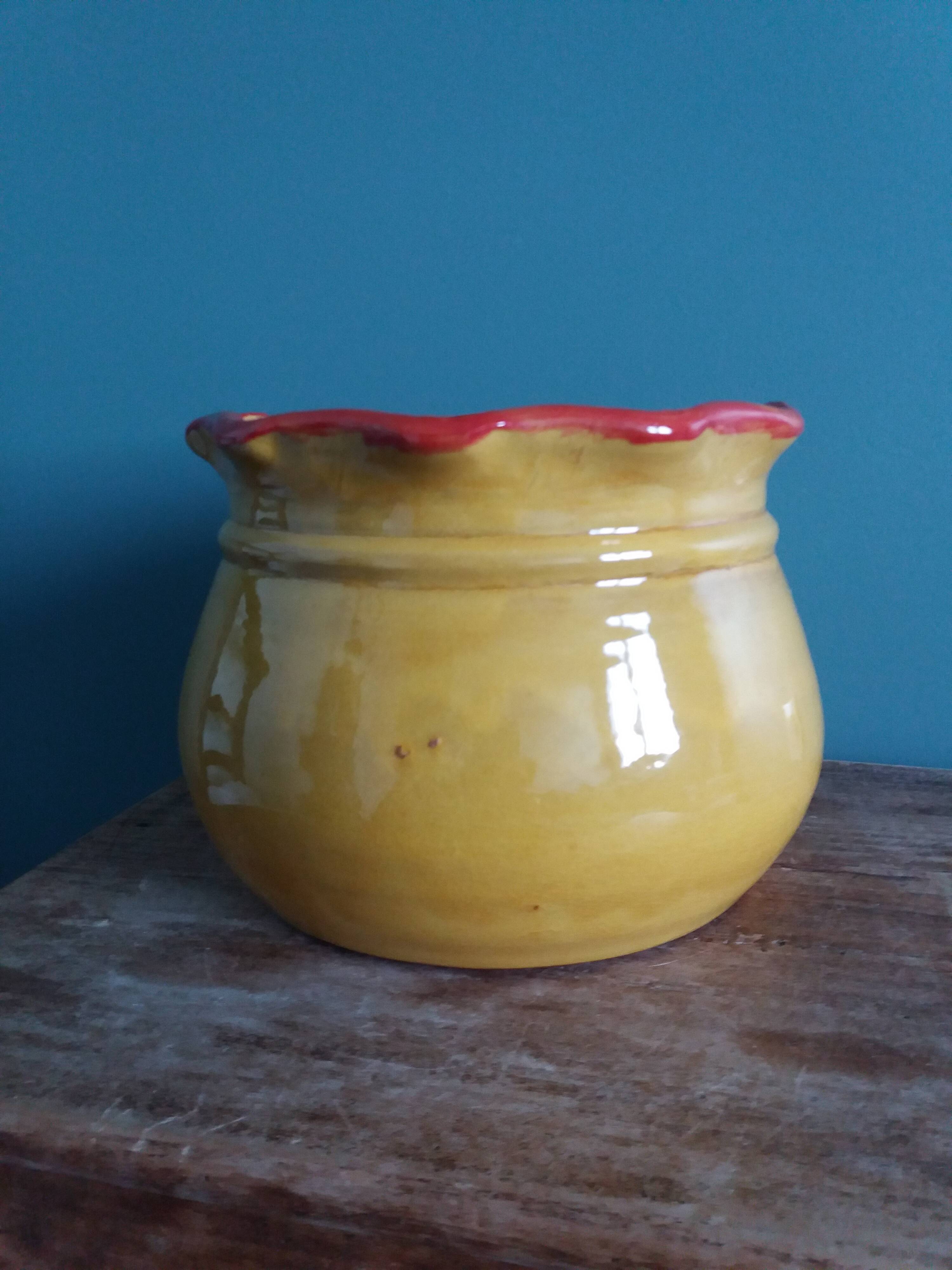 Planter, glazed terracotta flower pot, Provençal pottery