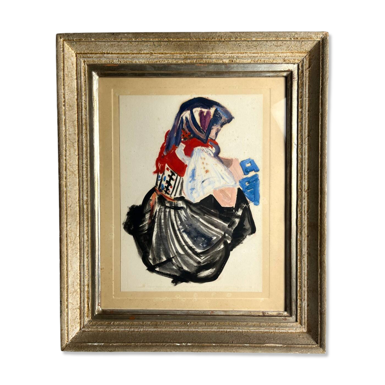 Gouache sur papier femme bretonne Mathurin Méheut (attribué à), XXème