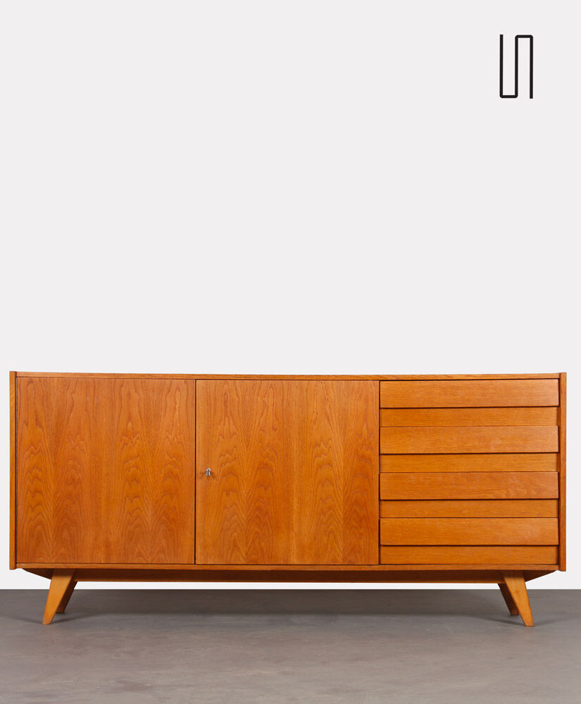 Wooden row by Jiroutek for Interier Praha, U-460, 1960