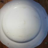 Assiette plate ancienne faïence fleurie bord bleu vintage