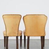 Set of 4 comfortable honey-colored goat leather dining chairs