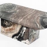 Vintage veined marble coffee table. Fully restored. Italy, 1910s.