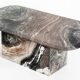 Vintage veined marble coffee table. Fully restored. Italy, 1910s.