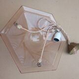 Art Deco ceiling lamp / chandelier in pink pressed molded glass in working order