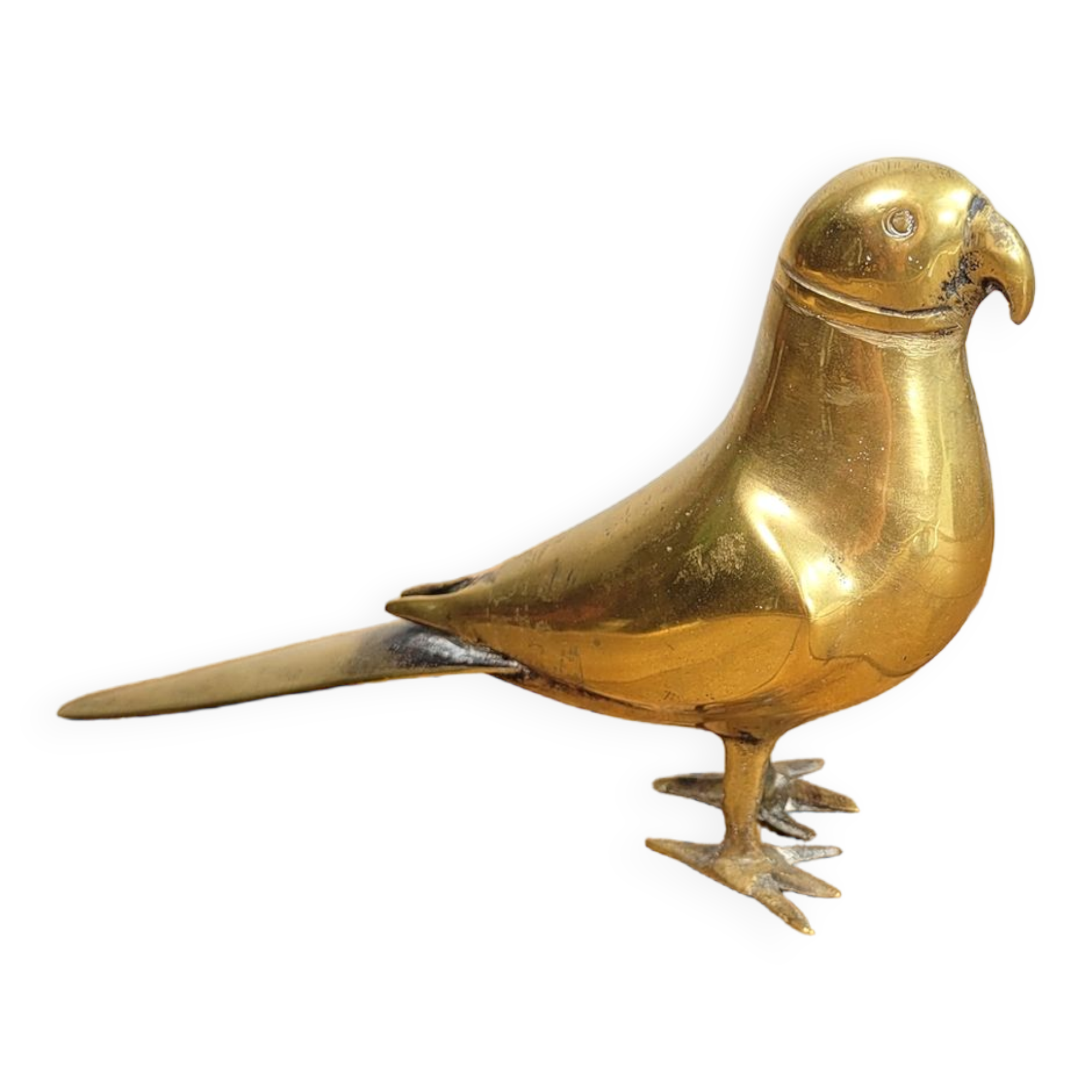 Bird statuette in brass parrot parakeet