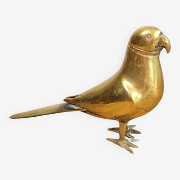 Bird statuette in brass parrot parakeet