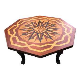 Octagonal side table in marquetry