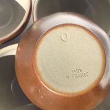 6 bols grès brun irisé intérieur gris