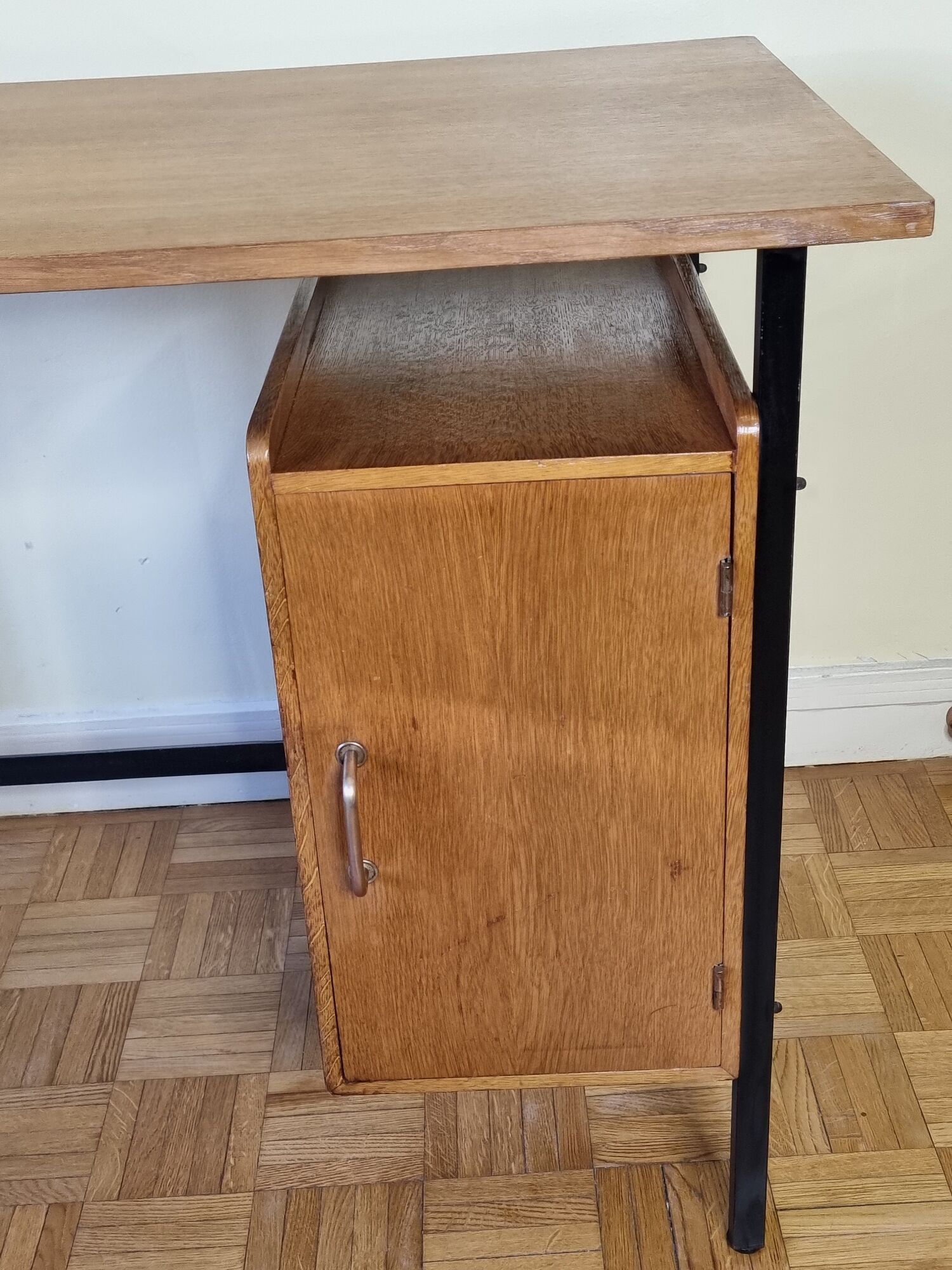 Vintage desk in metal and wood, 50s-60s