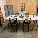 Patinated trestle table