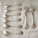 Set of 8 silver metal mocha spoons from christofle model "malmaison"